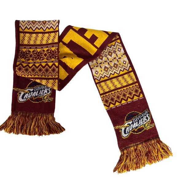 Cleveland Cavaliers NBA Knit Scarf Maroon Gold Winter Fanwear - Picture 4 of 7